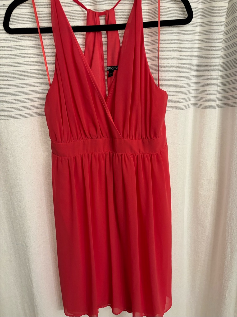 Express Women's Bright Pink V-Neck Sleeveless Dress